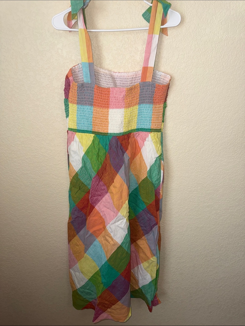 Crown & Ivy Bird Paradise Dress Large NWT Multicolor Smocked Tie Strap Midi - Picture 2 of 7